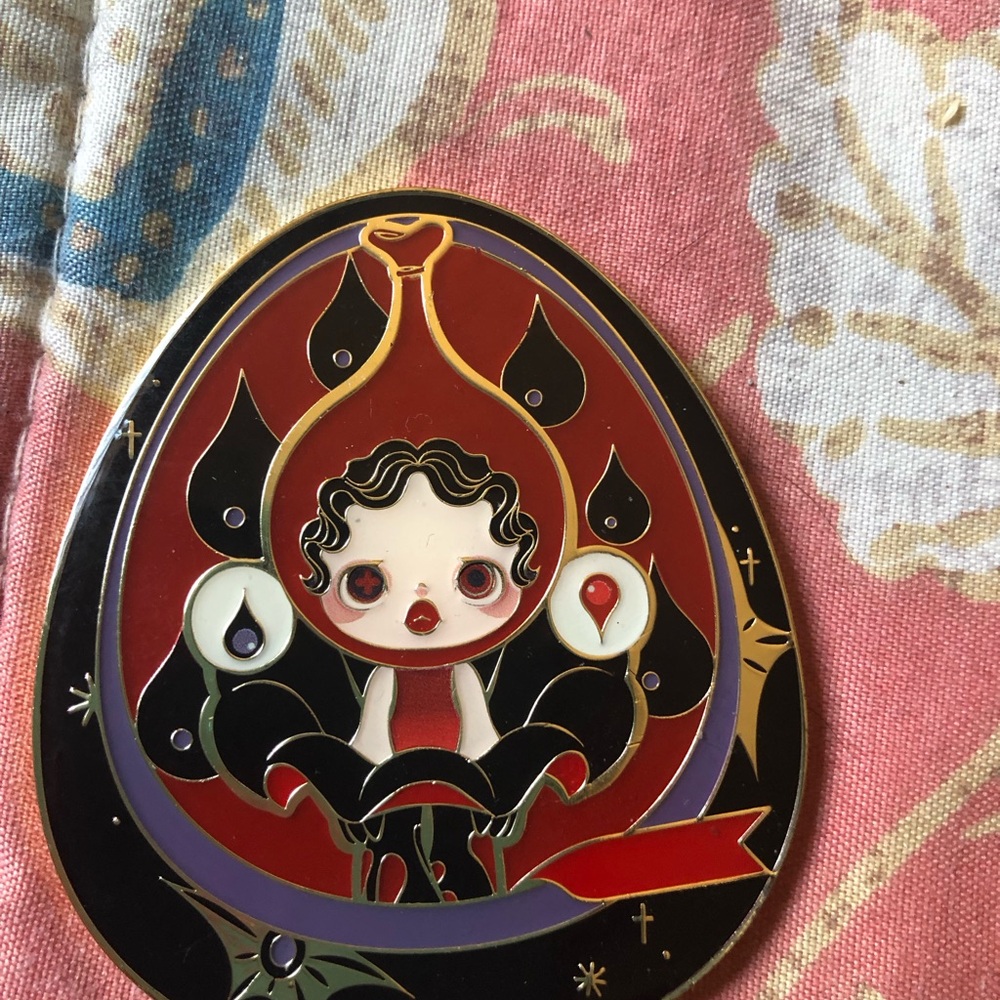 Red & Black Decorative Enamel Art Pin - Home Art Prints